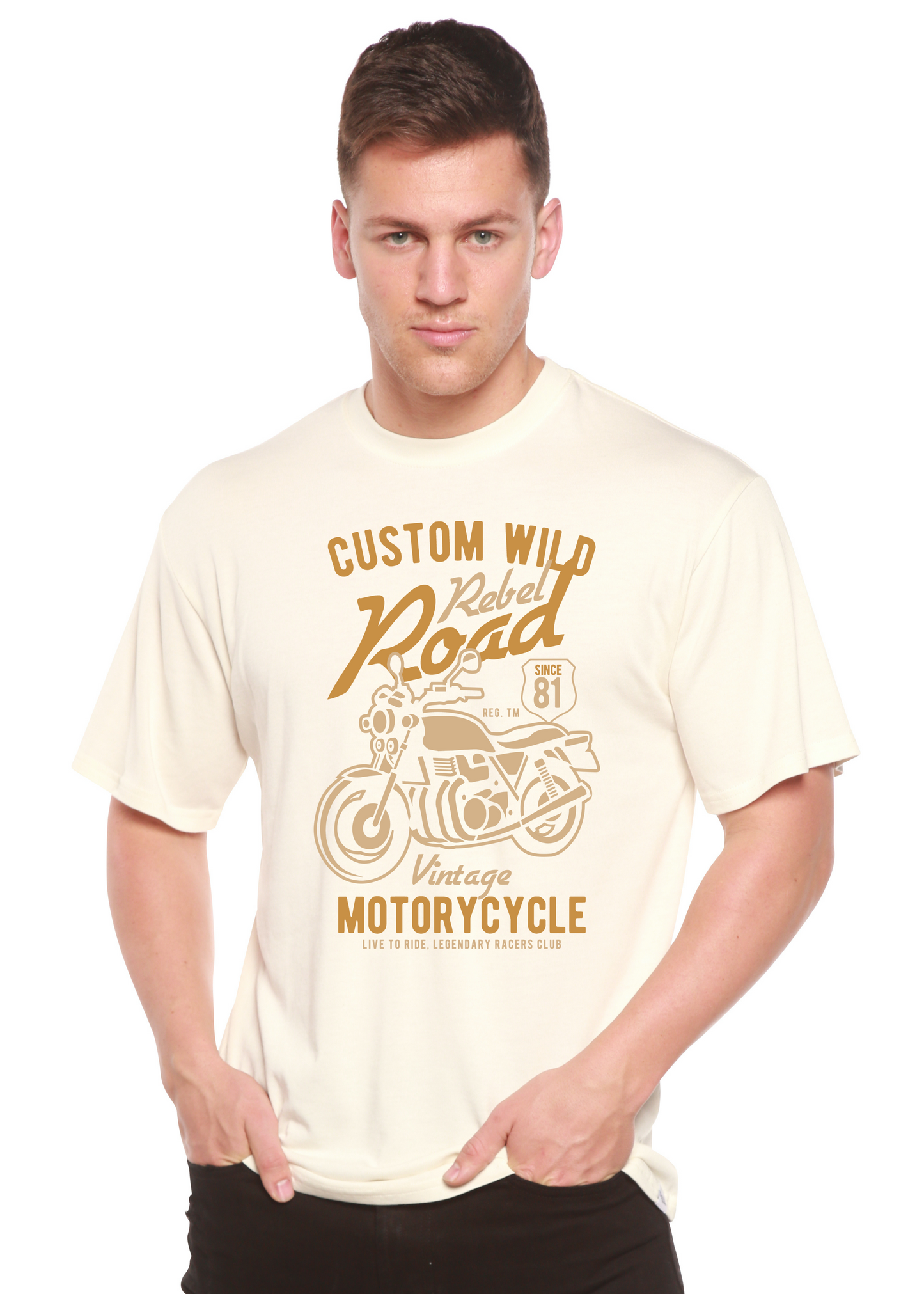 T-shirt graphique à manches courtes Custom Wild pour homme en bambou, viscose et coton biologique