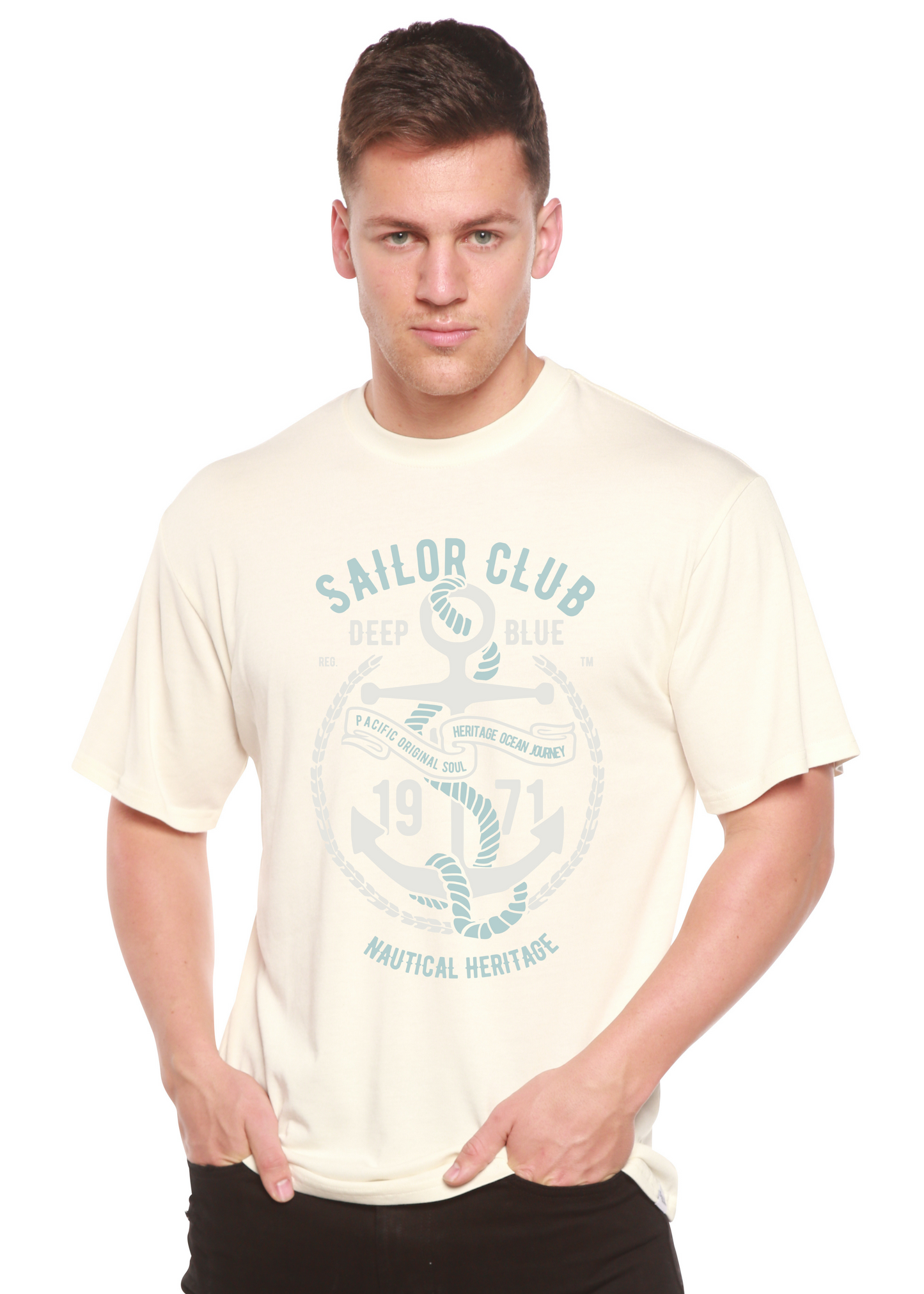 Camiseta Gráfica de Manga Corta de Bambú Viscosa/Algodón Orgánico Spun Bamboo® para Hombre de Sailor Club