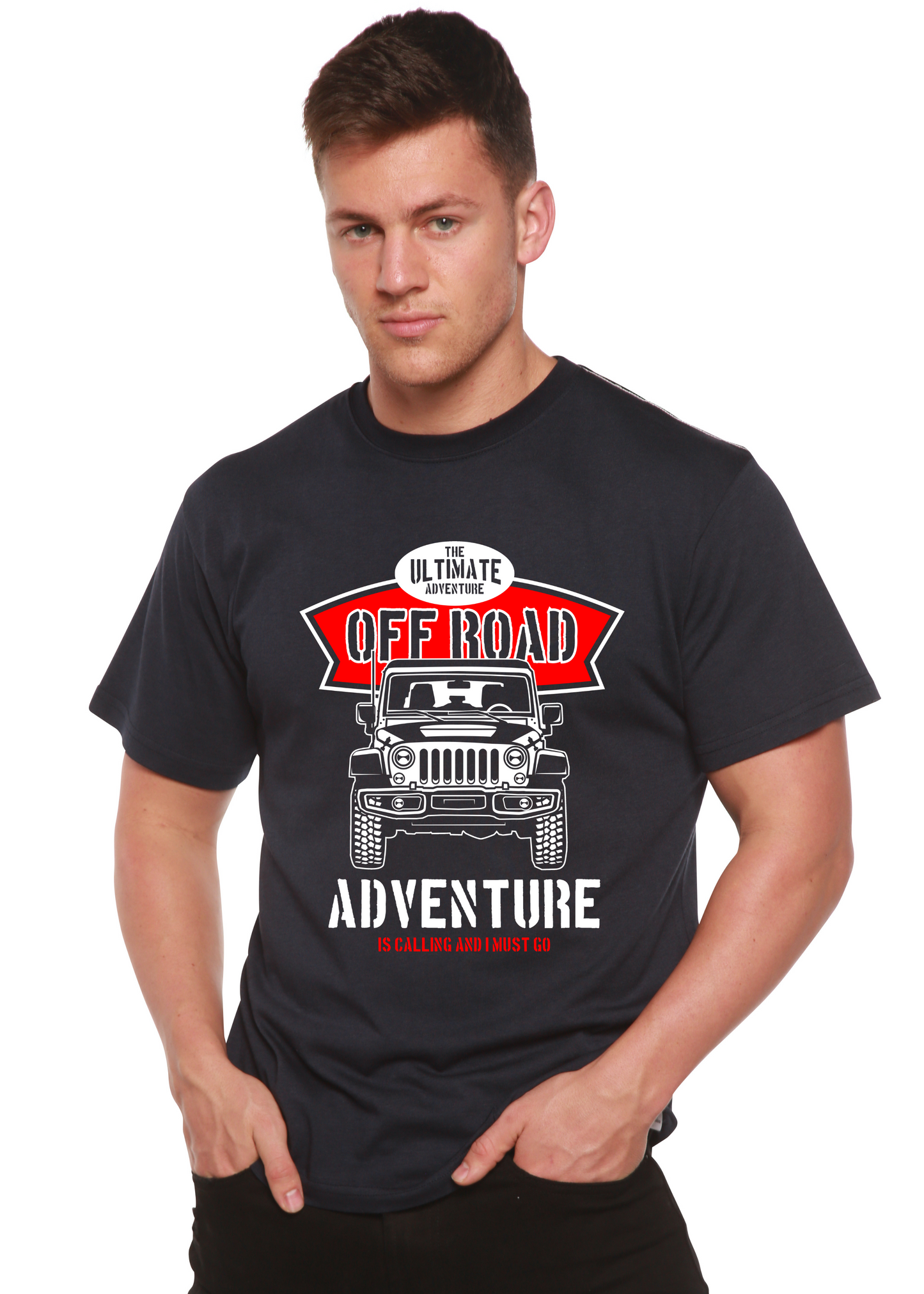 T-shirt graphique Off Road Spun Bamboo® à manches courtes en viscose de bambou/coton biologique pour homme