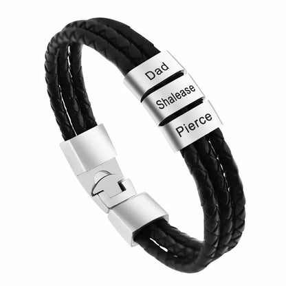 Pulsera de cuero grabada personalizada – Regalo para esposo, papá, para él