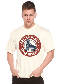 T-shirt à manches courtes Roller Derby en Spun Bamboo® pour homme, en viscose de bambou/coton biologique, avec motif graphique