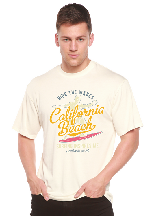 Camiseta Gráfica de Manga Corta para Hombre California Beach de Viscosa de Bambú/Algodón Orgánico