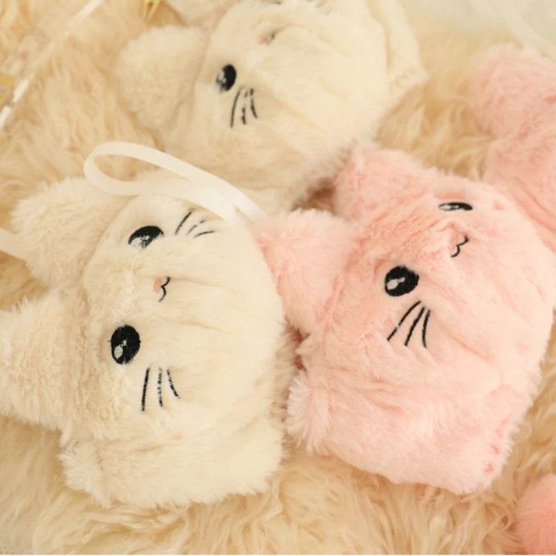 2-Piece Anime Lingerie Set – Soft Plush Bra & Panty with Cartoon Cats Design for Women & Girls