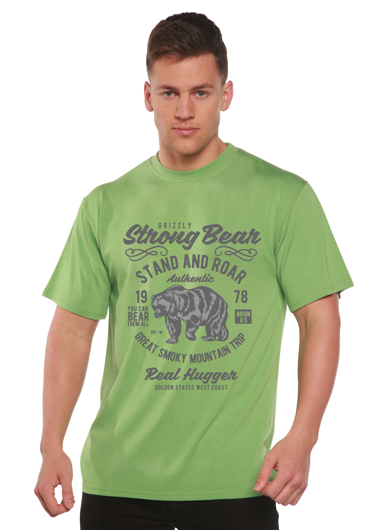 T-shirt graphique Strong Bear en bambou/coton bio à manches courtes pour homme