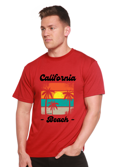T-shirt à manches courtes unisexe en bambou/viscose et coton biologique California Beach avec motif