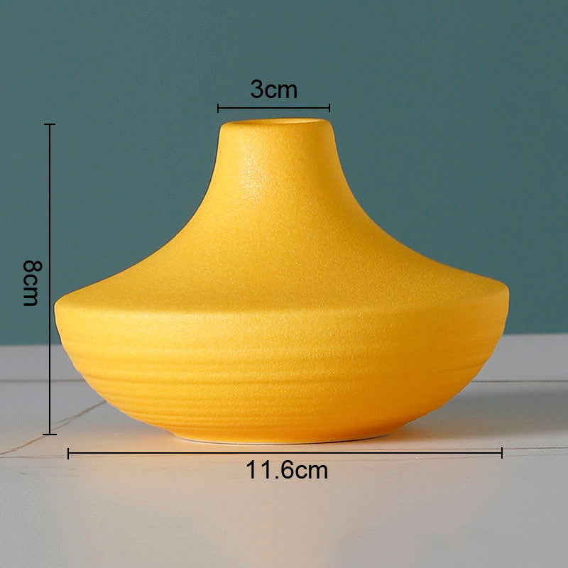 Simple Solid Color Ceramic Vases European Flower Arrangement Plant Pots