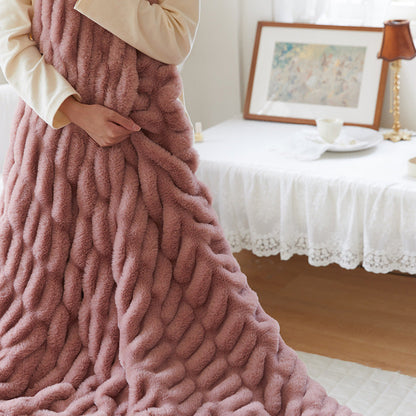 Manta de felpa LuxuryRabbit de piel gruesa para invierno