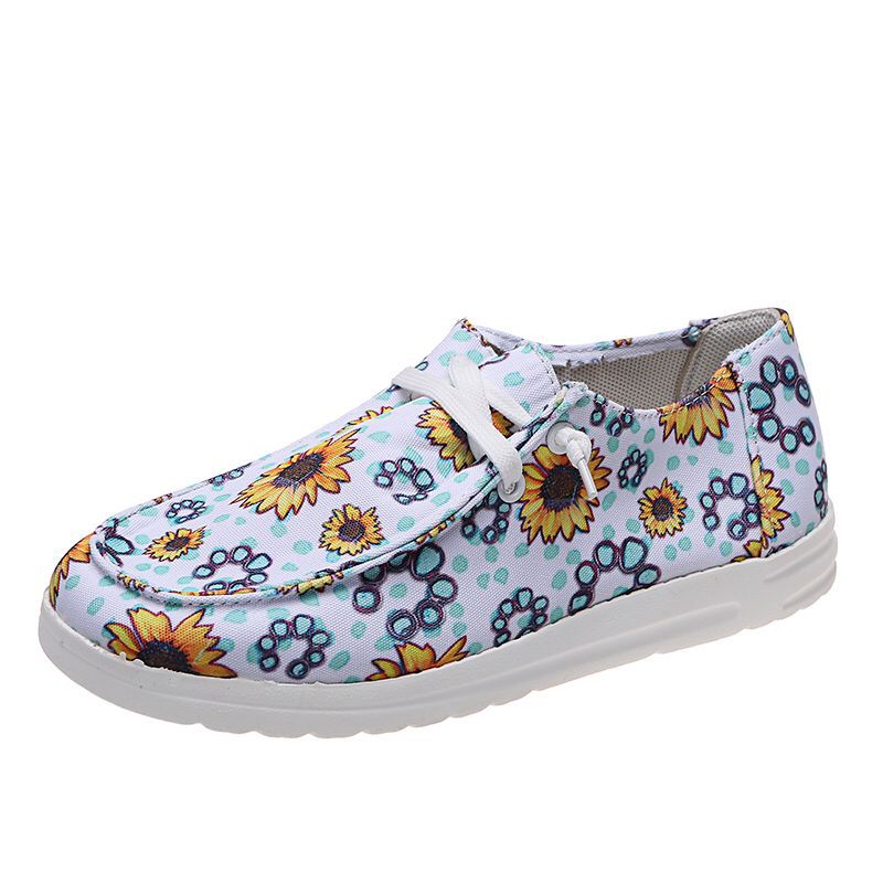 Loafers Women Sunflower Print Decor