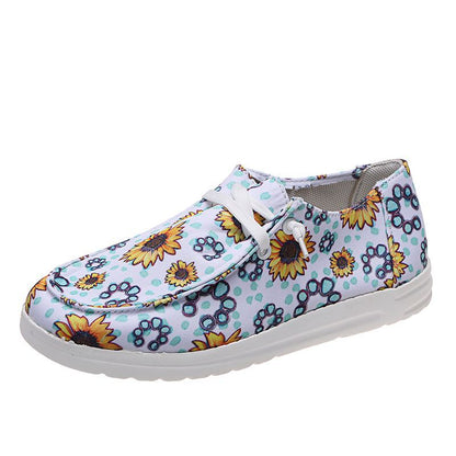 Loafers Women Sunflower Print Decor