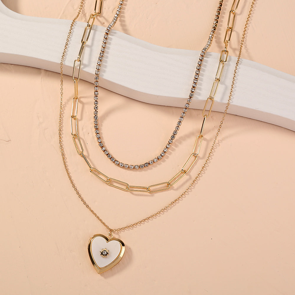 Collar de varias capas apilable con candado dorado, de moda transfronteriza europea y americana, con etiqueta de letras y personalidad, gargantilla para mujer