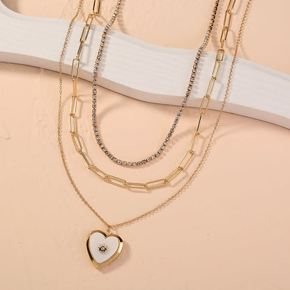 Collar de varias capas apilable con candado dorado, de moda transfronteriza europea y americana, con etiqueta de letras y personalidad, gargantilla para mujer