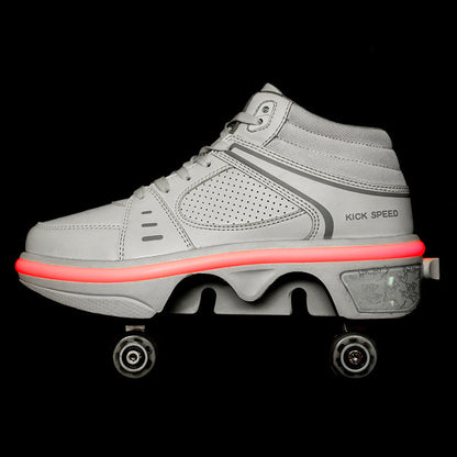 Patines de Rodillo con Ruedas de Deformación, Doble Fila