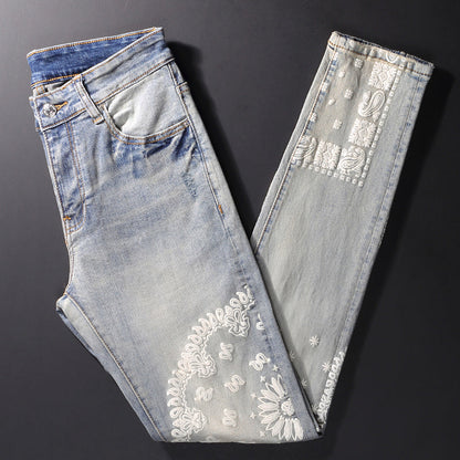 Nouveau Jean Slim Déchiré Gris Printemps pour Homme