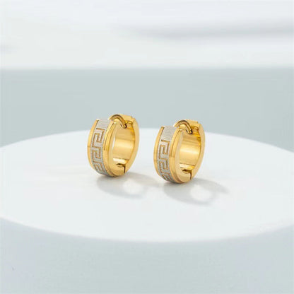 Wide Face Great Wall Pattern Earrings Personalized Simple Design
