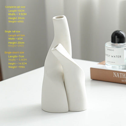 Nordic Creative Ceramic Double Vase Living Room Decoration Dried Flower