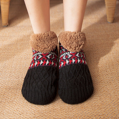 Chaussettes d'intérieur antidérapantes chaudes pour hommes et femmes, idéales pour l'automne et l'hiver
