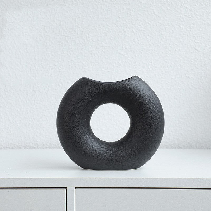 Vase en céramique style nordique, forme demi-cercle, créatif