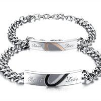 Fashion Love Black Rose Gold Peach Heart Couple Bracelet