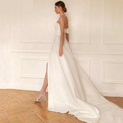 New Short Front And Long Back Bodice Light Wedding Dress