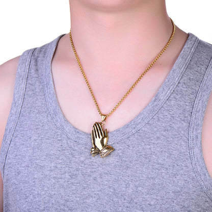 Men's Double-handed Titanium Steel Necklace Personalized Stainless Steel