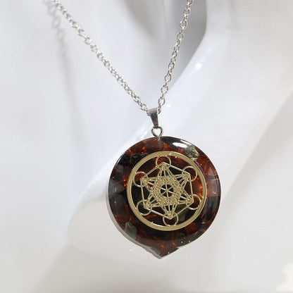 Pendentif personnalisé en gravier de cristal naturel pour hommes et femmes