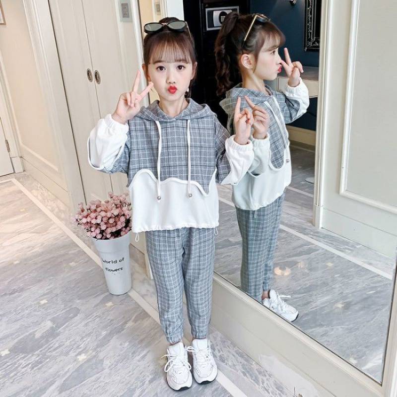 Ensemble de sport et de loisir à carreaux pour enfants tendance