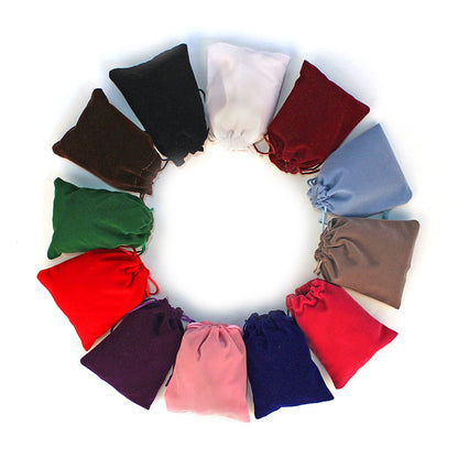 Pochette à Bijoux en Flanelle Unie avec Cordon de Serrage