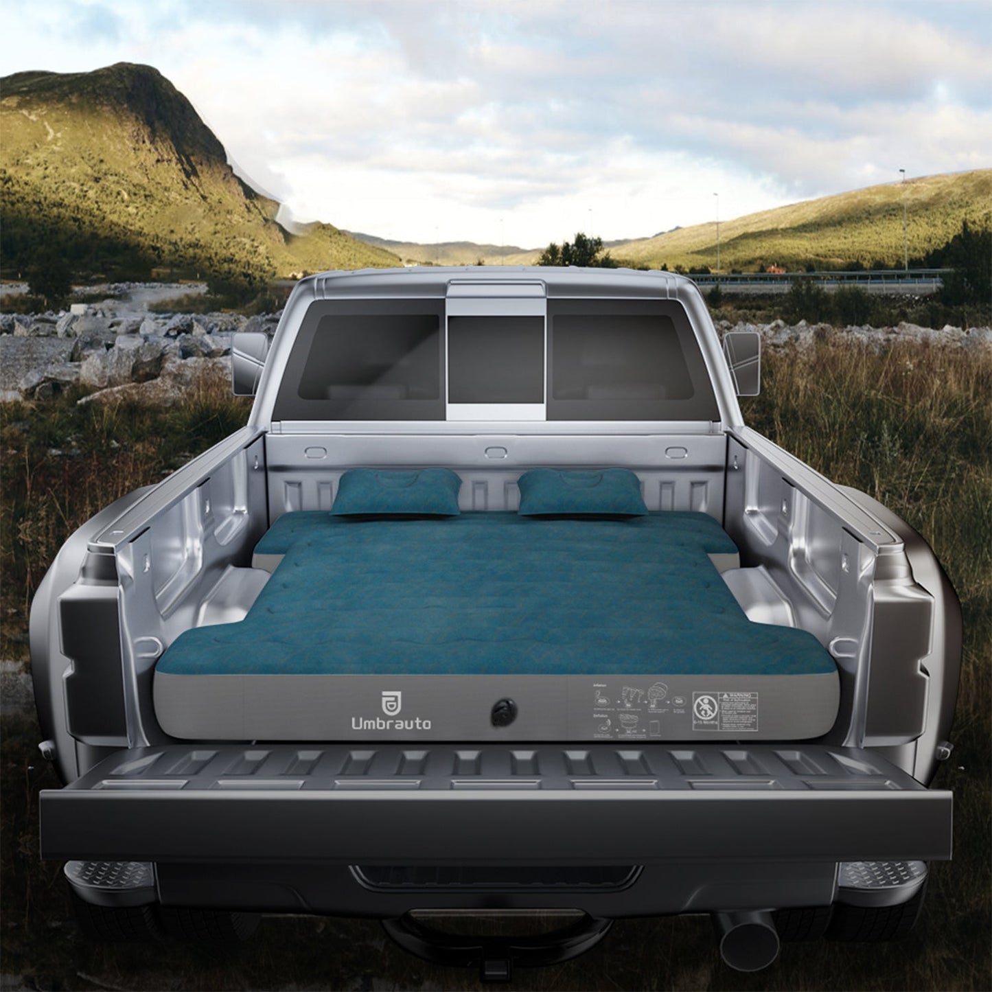 Matelas gonflable de camion court Umbrauto 1.0, 1,68-1,77 m, sarcelle