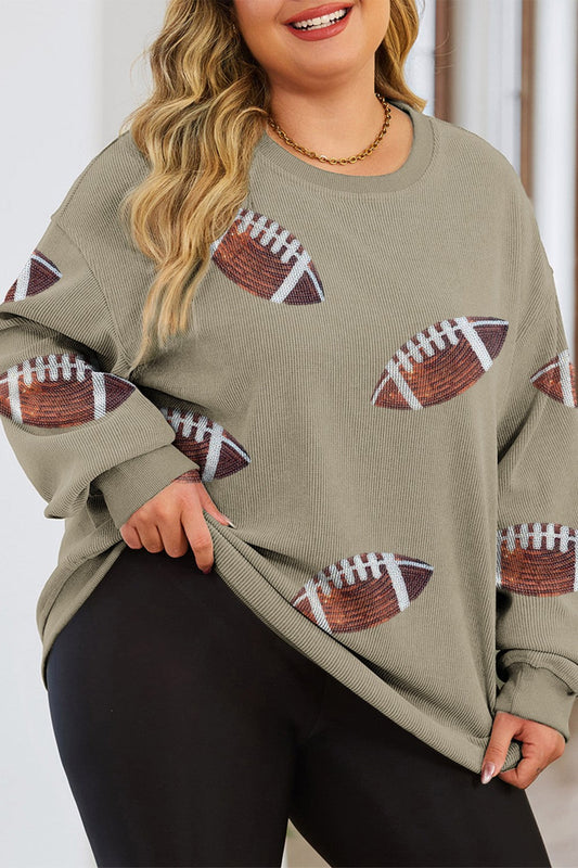 Sweat-shirt oversize à sequins et épaules tombantes, motif football