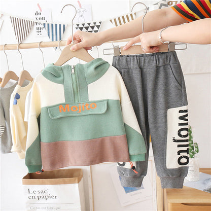 Traje de sudadera de algodón patchwork