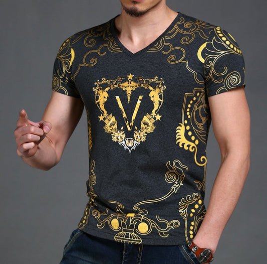 Chemise à motifs dorés