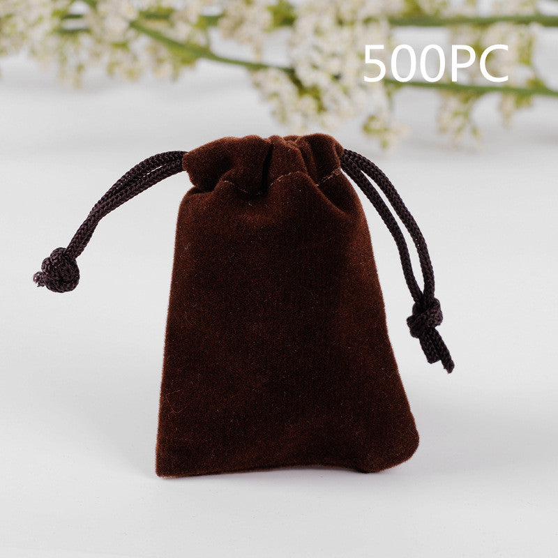 Pochette à Bijoux en Flanelle Unie avec Cordon de Serrage