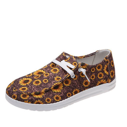 Loafers Women Sunflower Print Decor