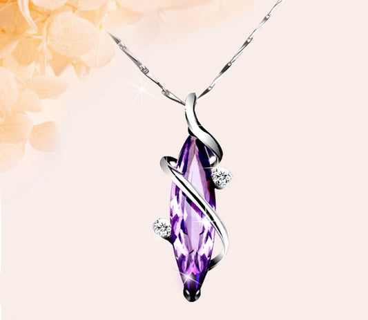 Collar con colgante de cristal morado para mujer de plata de ley 925