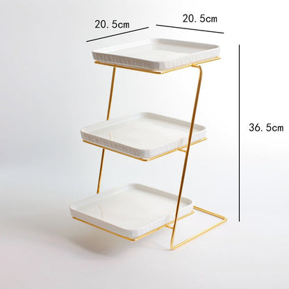 Ceramic Gold Plated Ceramic Dessert Tray Table Display Rack