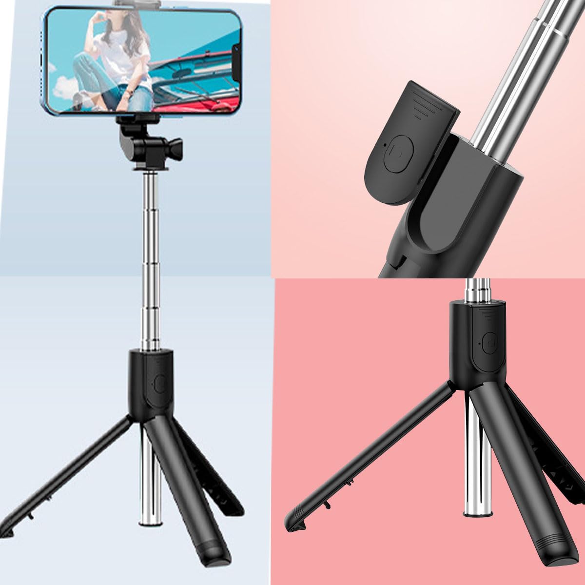 Stick Tripod 28" — Extendable Phone Tripod with 360° Rotation Holder for Travel,