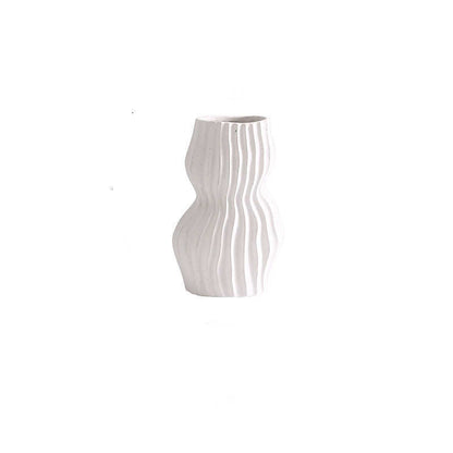 Nordic Creative Hand-painted Vase Ceramic Black And White Vertical Pattern Flower