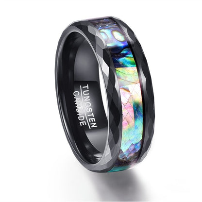 Bague en or et tungstène plaquée de placage noir
