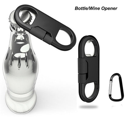 Lightning Keychain Charging Cable — Carabiner Bottle Opener Short Cable Gift, Bl