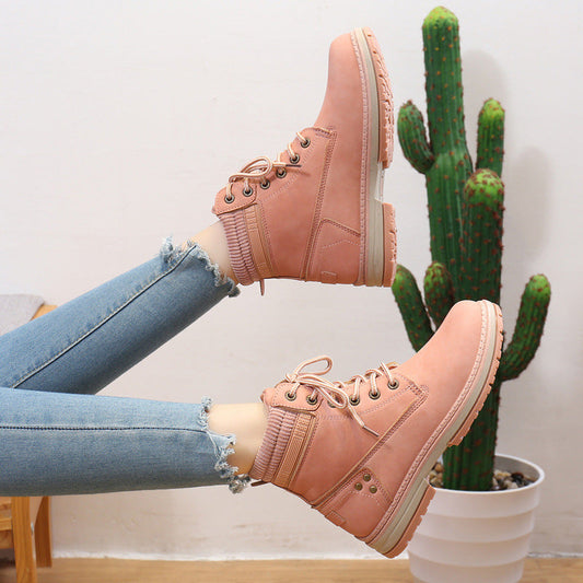 Bottes Martin montantes en coton, style britannique, grandes tailles pour femmes