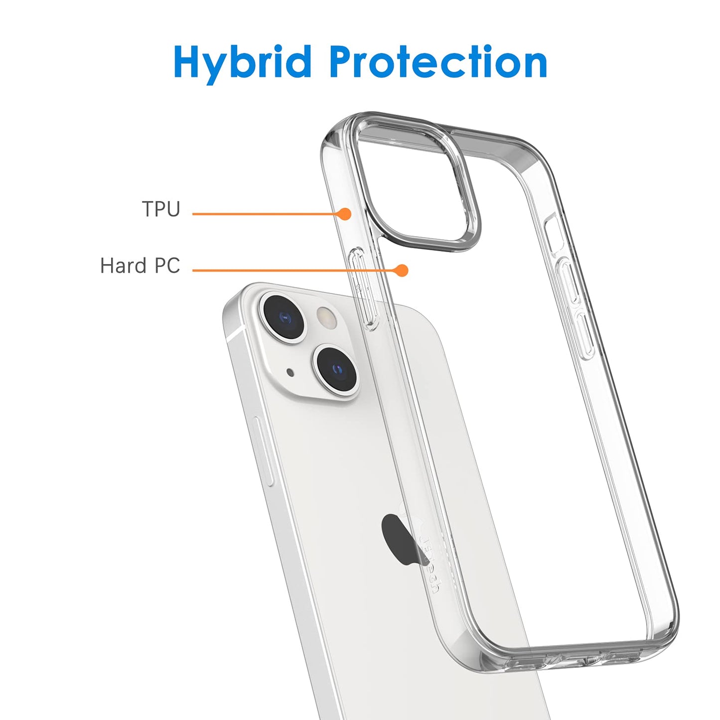 For Iphone 13 6.1-Inch, Non-Yellowing Shockproof Phone Bumper Cover, Anti-Scratc