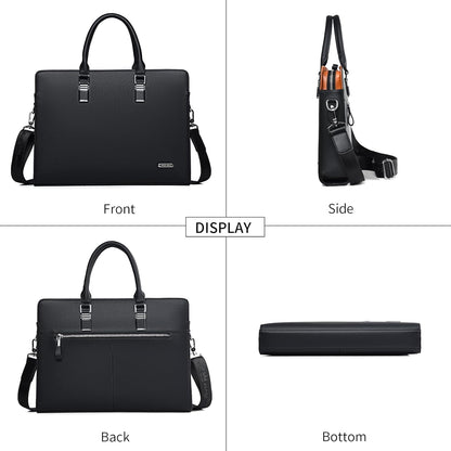 Genuine Leather Business Briefcase 15.6 Inch Laptop Bag Multi Compartment