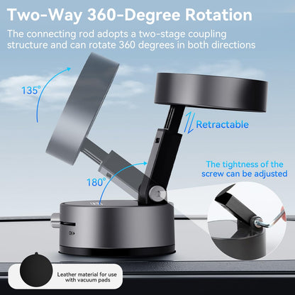 Vacuum Suction Magnetic Phone Holder, Retractable Strong