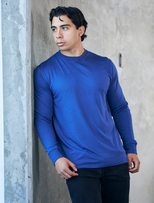 Camiseta de manga larga de viscosa de bambú y algodón orgánico para hombre