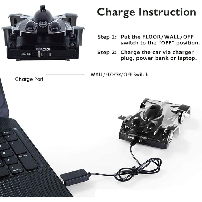 RC Wall Climbing Car Infrared Laser Tracking Remote Control Stunt Toy