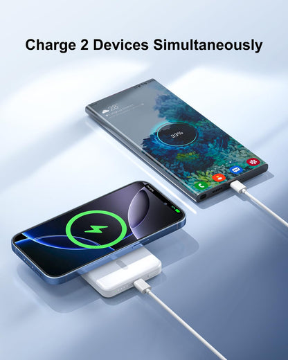 Magnetic Portable Charger, Ultra Slim Magnetic Power Bank With Usb-C Cable Iphon