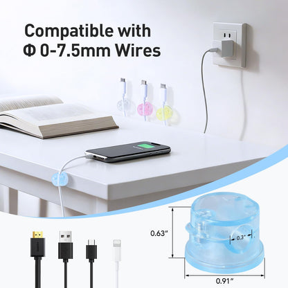 Pack Magnetic Cable Clips, Upgraded 360° Rotatable Cord Holde
