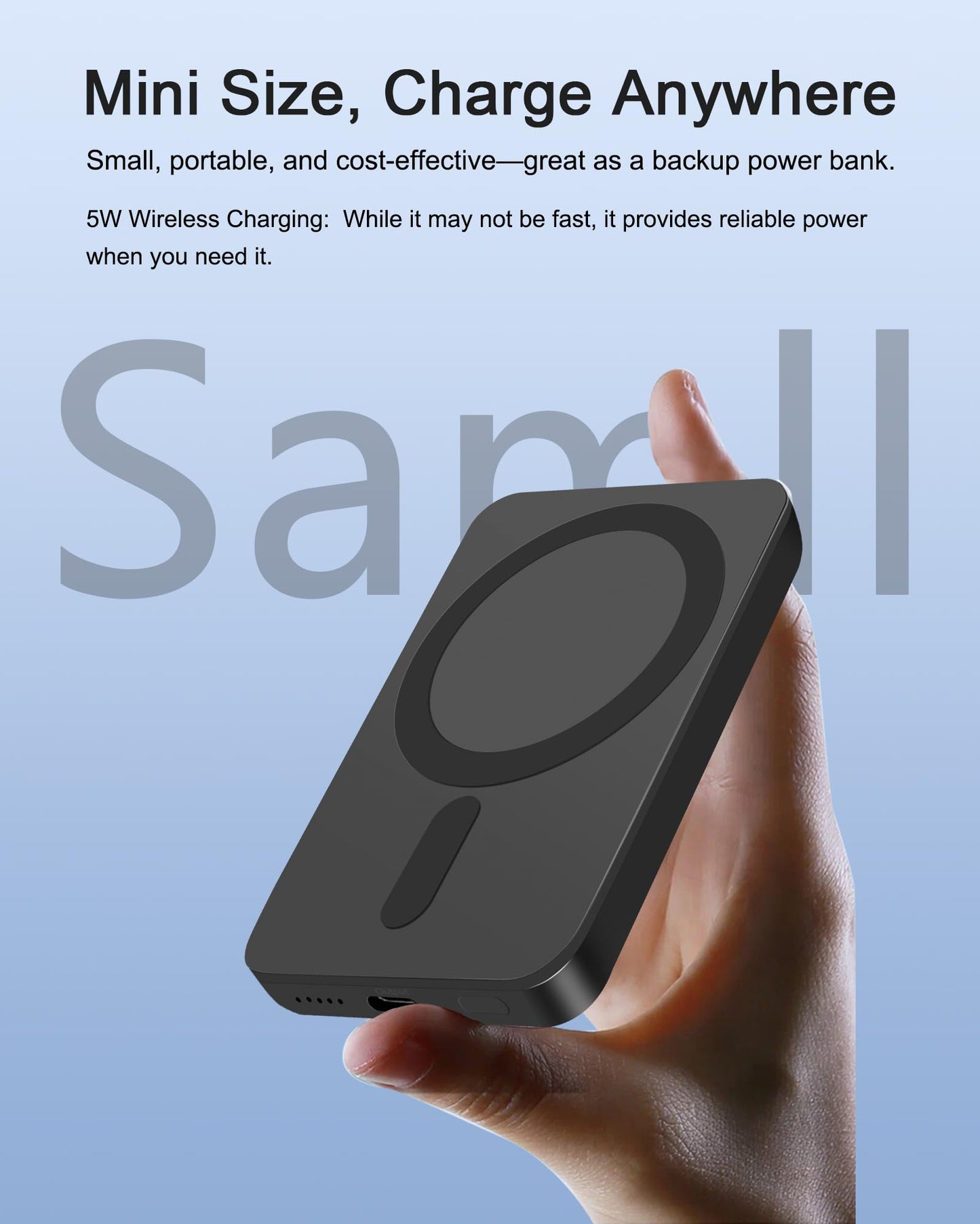Magsafe-Compatible Portable Charger, 5000Mah 5W Compact Magnetic Power Bank For