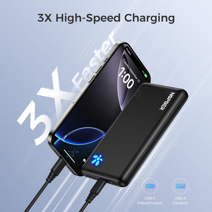 10000mAh Ultra Slim Power Bank - Lightweight Pocket-Sized 15W Portable Charger
