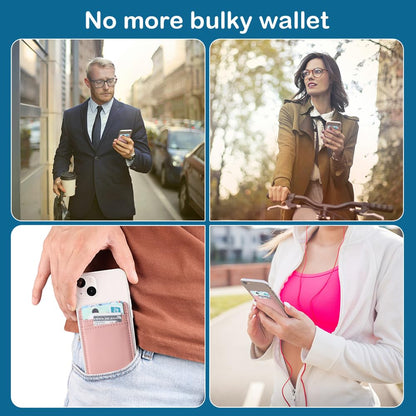 Cartera para tarjetas, paquete de 2 unidades, tarjetero de cuero adhesivo para la parte posterior del teléfono